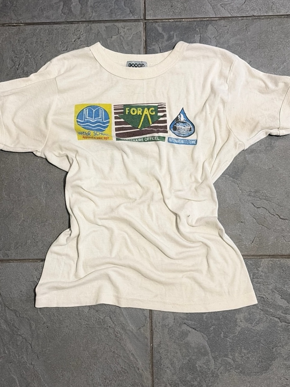Cargo Cream Short Sleeve Tee with Multicolor Badges